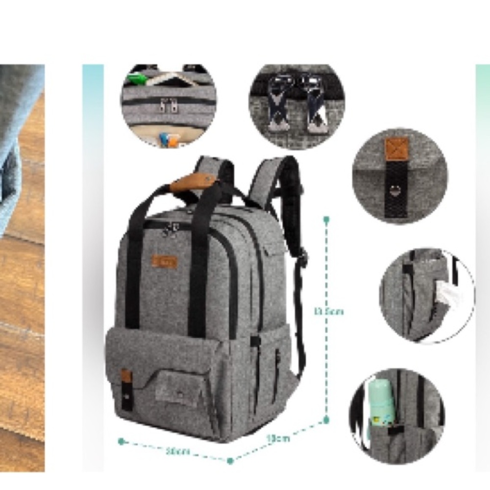 TEBEL Stylish Gray Diaperbag with Versatile Compartments